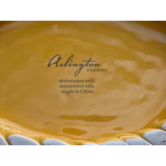 Arlington Designs Red Yellow Braided Woven Ceramic Bowls Oval Design Basket 10” - Picture 7 of 9